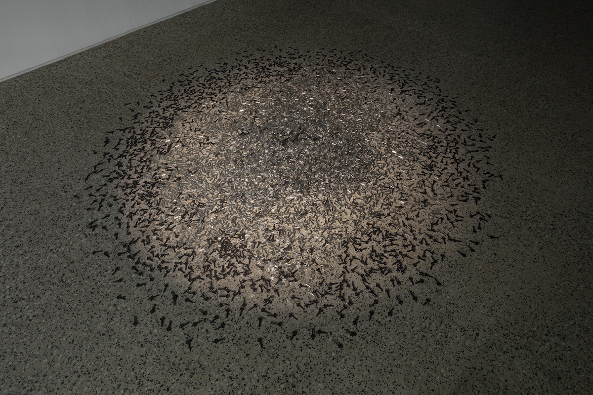 Moorina Bonini, We Were Never Meant to be Contained, hand engraved keys, sound 5:36 mins, installation view, We Were Never Meant to be Contained, Gertrude Glasshouse, Naarm Melbourne, 2026, image courtesy and © the artist, photograph: Christian Capurro