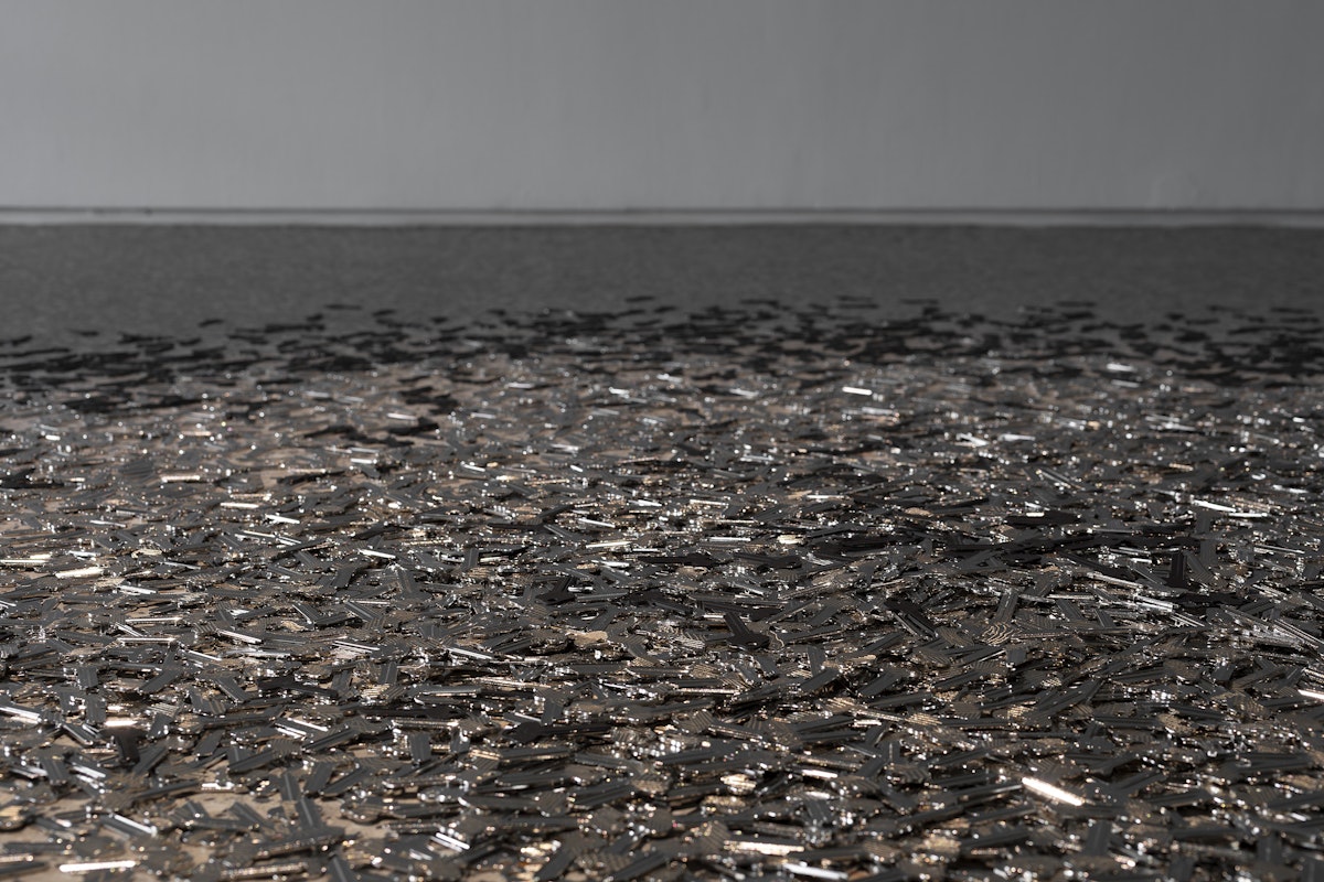 Moorina Bonini, We Were Never Meant to be Contained, hand engraved keys, sound 5:36 mins, installation view, We Were Never Meant to be Contained, Gertrude Glasshouse, Naarm Melbourne, 2026, image courtesy and © the artist, photograph: Christian Capurro