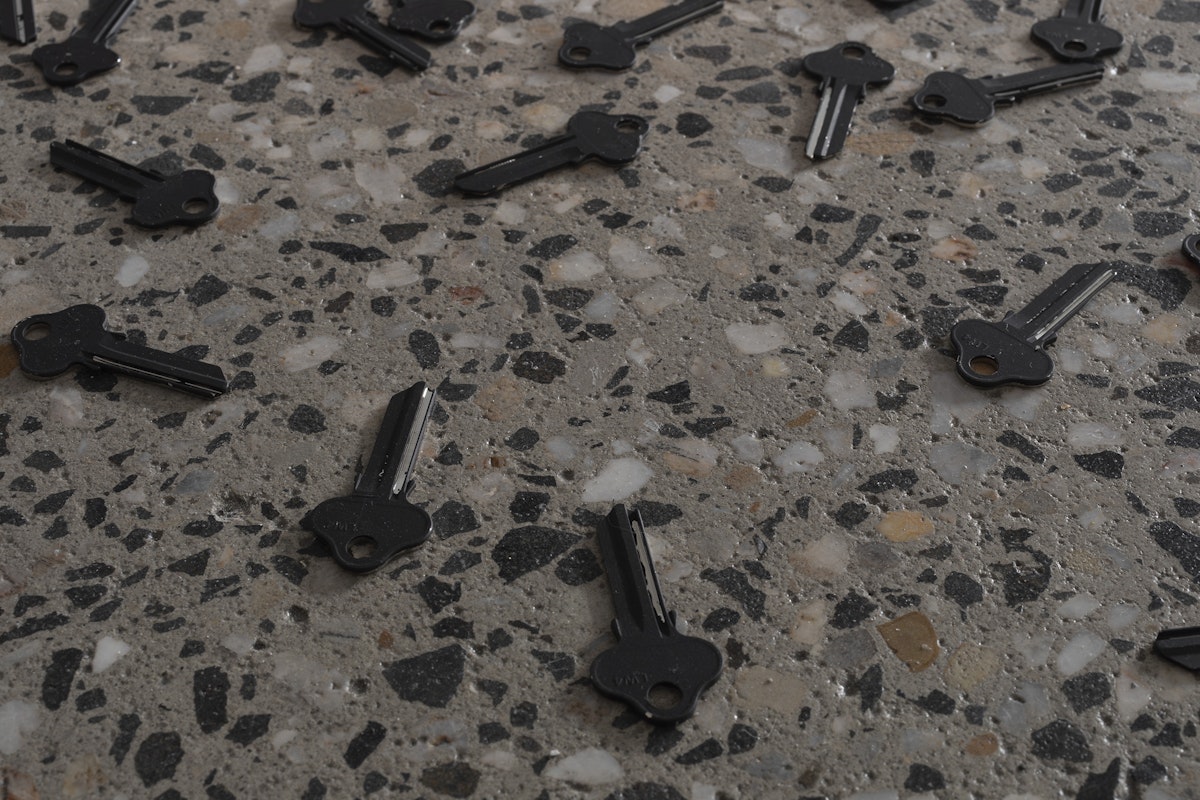 Moorina Bonini, We Were Never Meant to be Contained, hand engraved keys, sound 5:36 mins, installation view, We Were Never Meant to be Contained, Gertrude Glasshouse, Naarm Melbourne, 2026, image courtesy and © the artist, photograph: Christian Capurro
