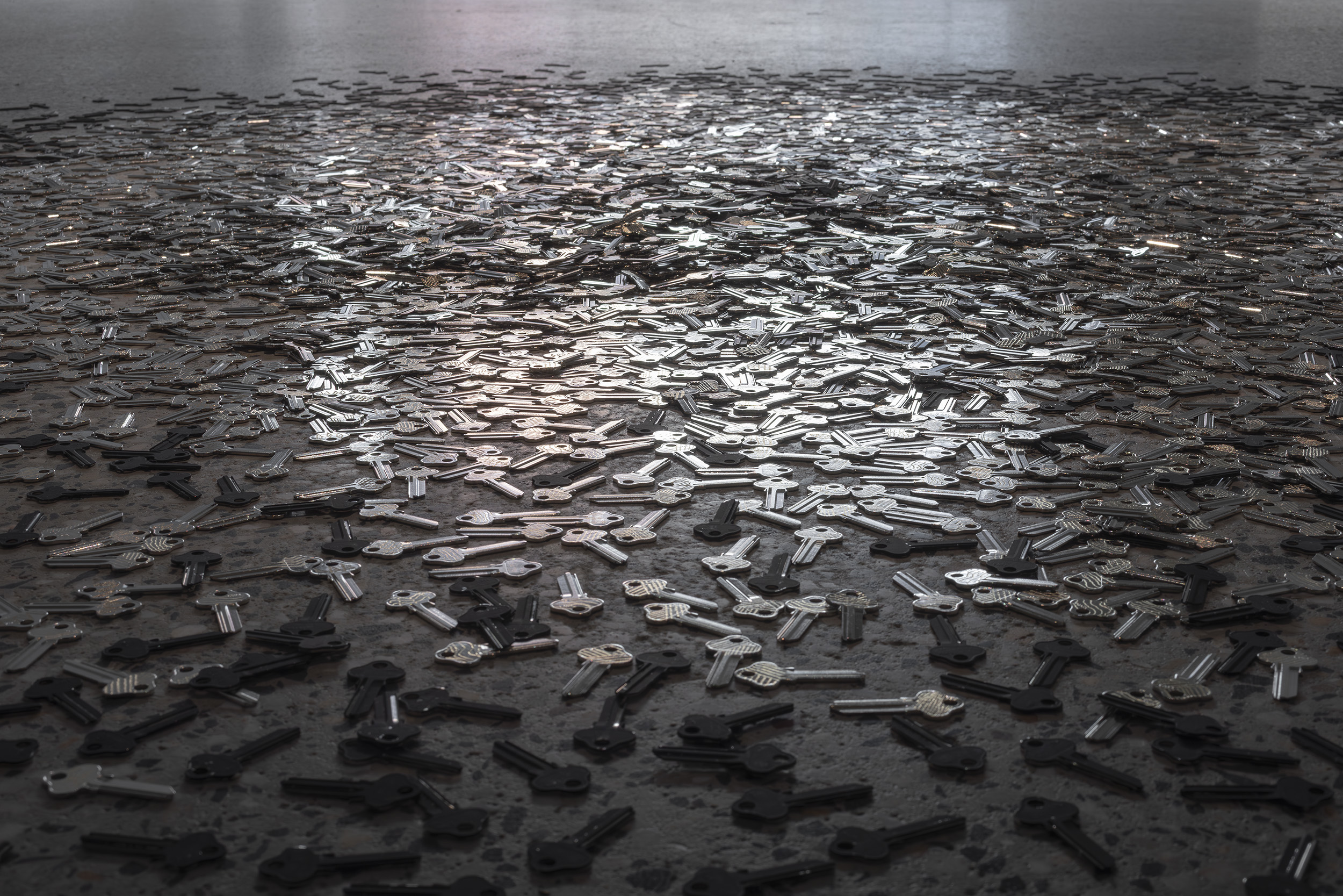 Moorina Bonini, We Were Never Meant to be Contained, hand engraved keys, sound 5:36 mins, installation view, We Were Never Meant to be Contained, Gertrude Glasshouse, Naarm Melbourne, 2026, image courtesy and © the artist, photograph: Christian Capurro