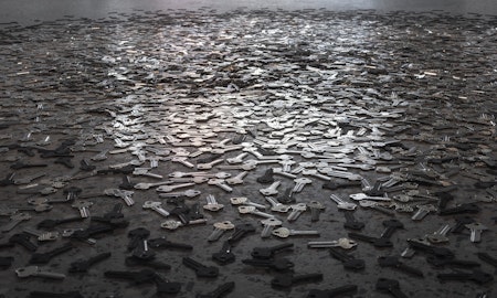 Moorina Bonini, We Were Never Meant to be Contained, hand engraved keys, sound 5:36 mins, installation view, We Were Never Meant to be Contained, Gertrude Glasshouse, Naarm Melbourne, 2026, image courtesy and © the artist, photograph: Christian Capurro