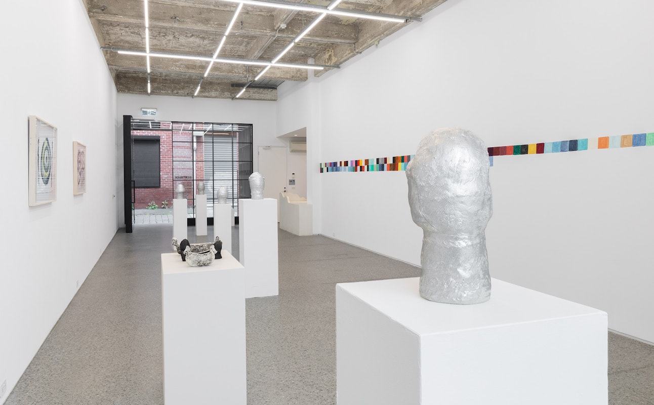 Installation view of Renee Cosgrave & Maia Kreisler, Waiho i te toipoto (keep close together), Gertrude Glasshouse, Naarm Melbourne, 2026, image courtesy and © the artists, photograph: Christian Capurro