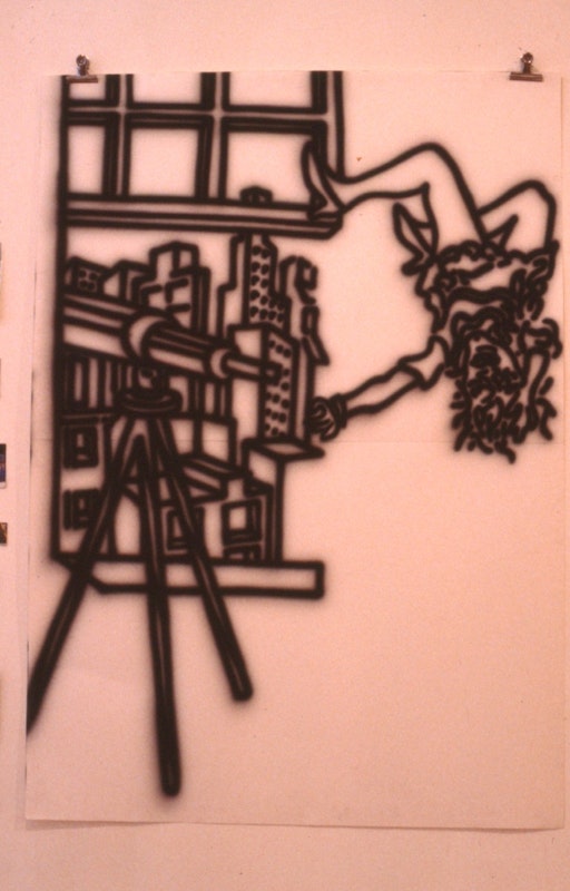 Howard Arkley, Suicide, airbrush on paper, 1988, installation view, Casual Works, 200 Gertrude Street, Naarm Melbourne, 1988, image courtesy and © the artists, photograph: Gertrude Archive.