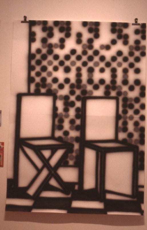 Howard Arkley, Suburban Interior, airbrush on paper, 1988, installation view, Casual Works, 200 Gertrude Street, Naarm Melbourne, 1988, image courtesy and © the artists, photograph: Gertrude Archive.