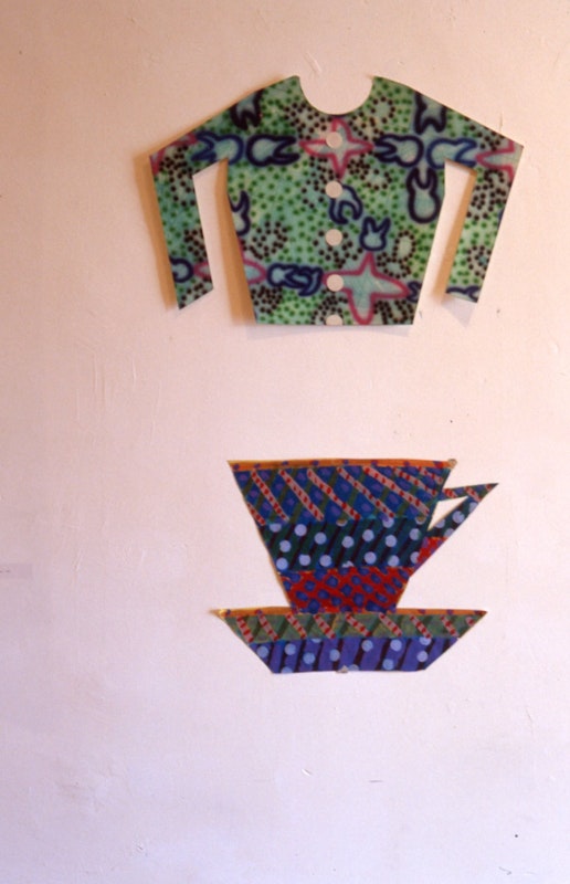 Howard Arkley, detail of preparatory works, 1988, installation view, Casual Works, 200 Gertrude Street, Naarm Melbourne, 1988, image courtesy and © the artists, photograph: Gertrude Archive.