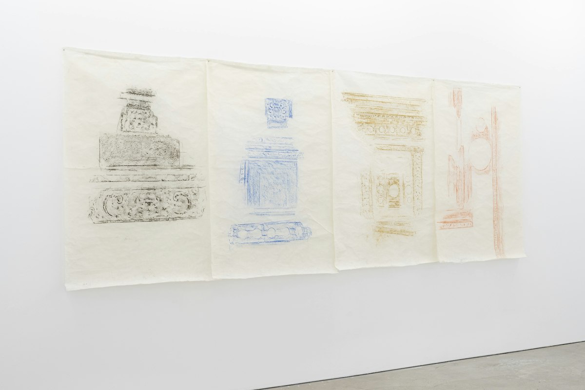 Leyla Stevens, Pura Taman Sari II, 2026, graphite and charcoal on handmade Balinese banana paper, image courtesy and © the artist, photograph: Christian Capurro