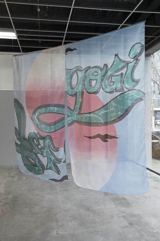 Leyla Stevens, Fat Yogi, 2026, photographic print on fabric, image courtesy and © the artist, photograph: Christian Capurro