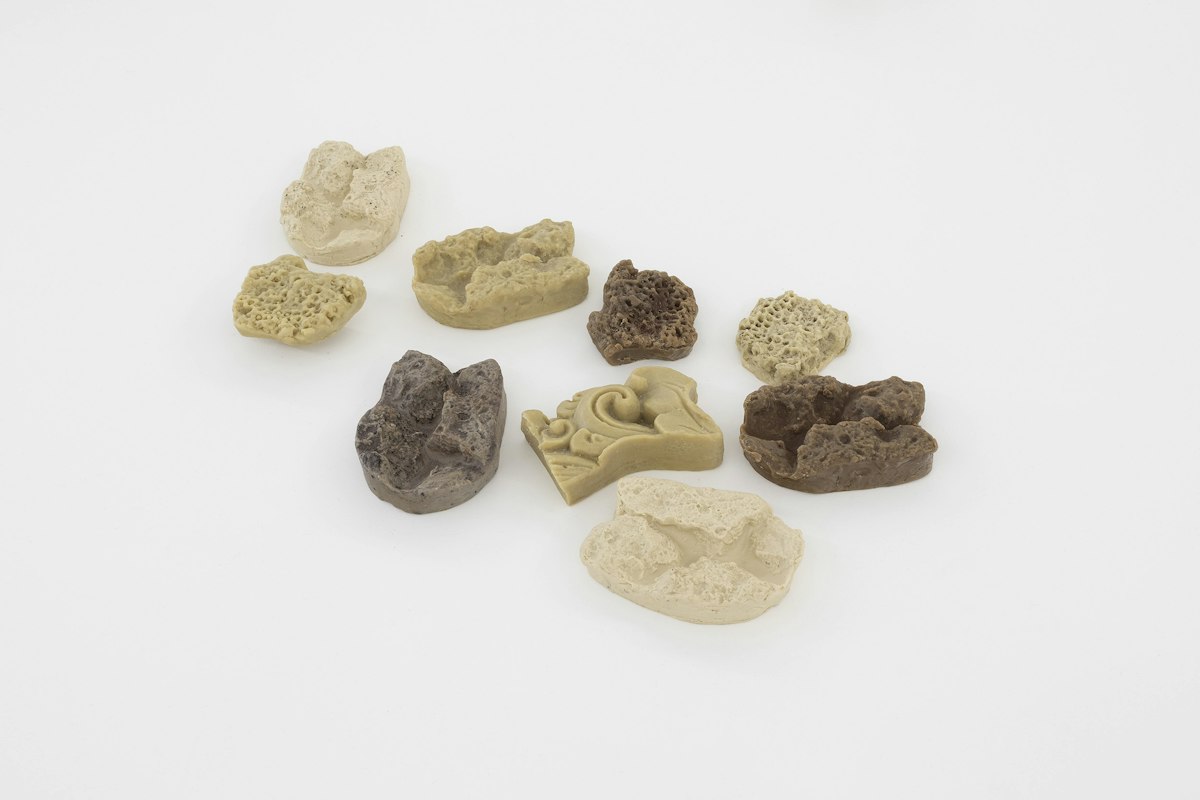 Leyla Stevens, Pura Taman Sari I (detail), 2026, beeswax, damar resin, limestone, terracotta brick, image courtesy and © the artist, photograph: Christian Capurro
