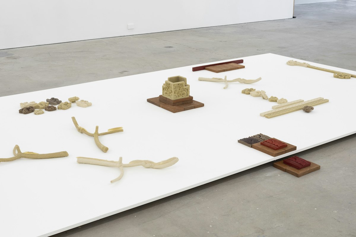 Leyla Stevens, Pura Taman Sari I, 2026, beeswax, damar resin, limestone, terracotta brick, image courtesy and © the artist, photograph: Christian Capurro