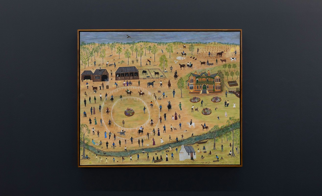 Marlene Gilson OAM, The Life and Times of Bundoora Homestead, 2018, acrylic on linen, image courtesy of the artist and Martin Browne Contemporary, Sydney © the artist, photograph: Christian Capurro