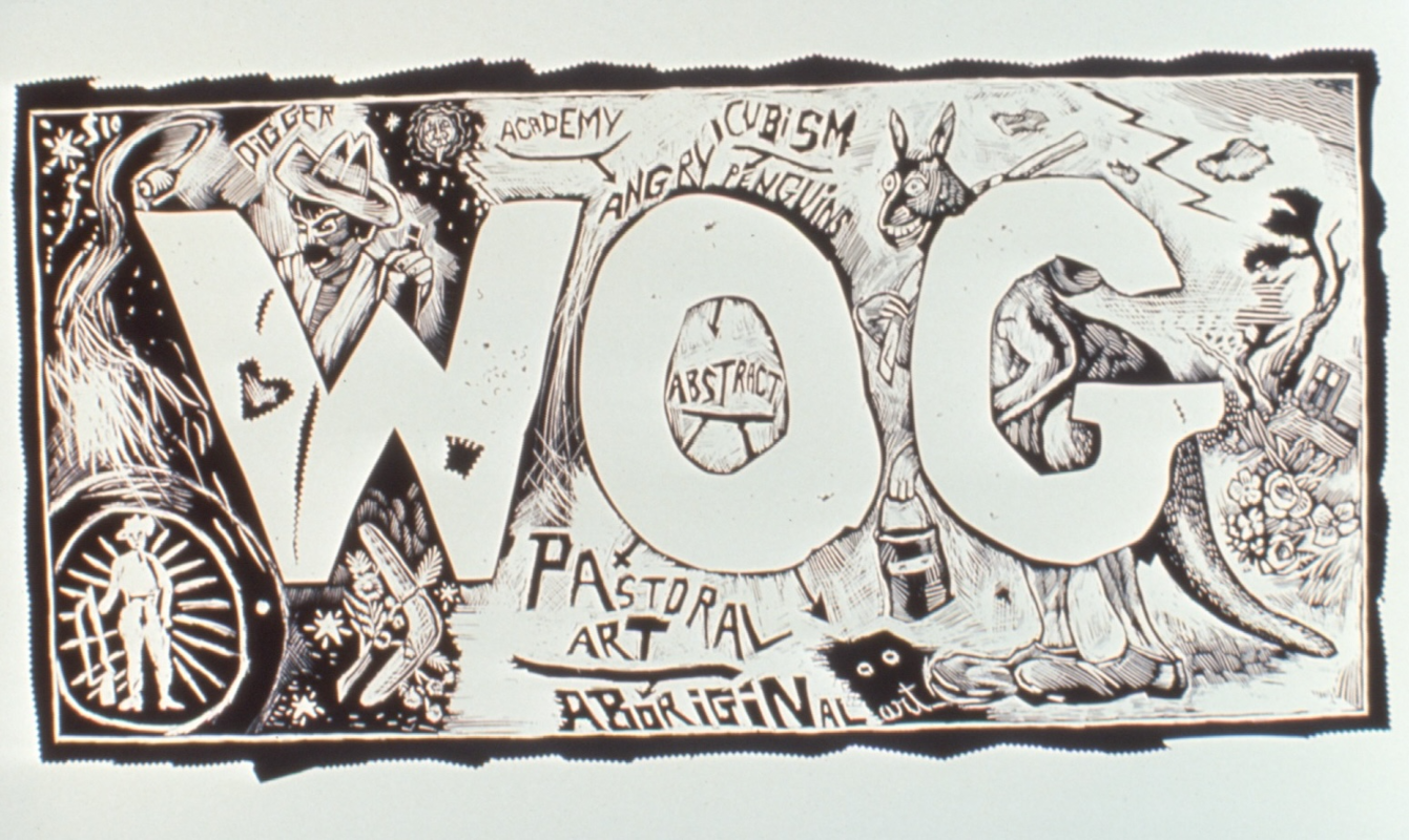 Juan Davila in Add Magic, Curated by Denise Robinson, 1990. Presented offsite by 200 Gertrude Street. Image courtesy of Gertrude Archives.