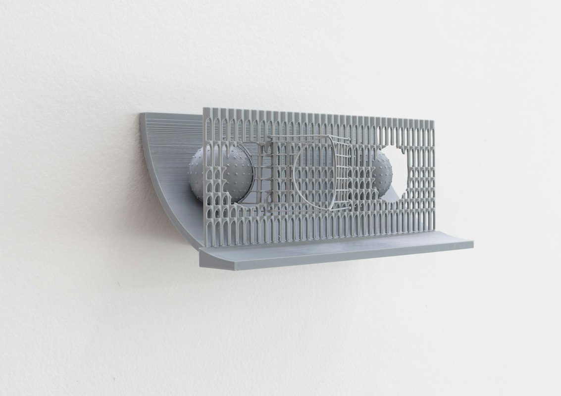 Detail of Tarik Ahlip, Studies for a Failed State, The Law of Worldwide Value, 2026, 3D printed Fused Deposition Modelling, 11 x 30 cm, Feast of the Compradors, Gertrude Glasshouse, Naarm Melbourne, 2026, image courtesy and © the artist, photograph: Christian Capurro.
