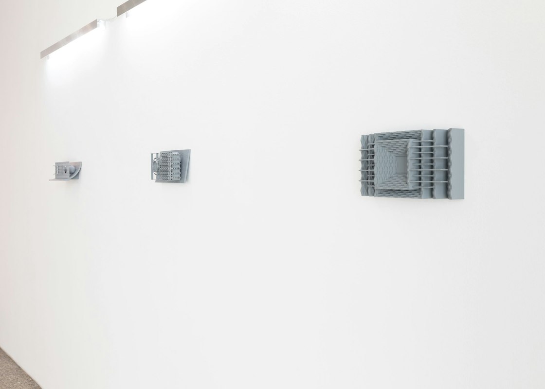 Detail of Tarik Ahlip, Studies for a Failed State, 2026, 3D printed Fused Deposition Modelling, 3 parts: The Law of Worldwide Value 11 x 30 cm, Centre < > Periphery 15 x 30 cm, Unequal Exchange 17 x 32 cm, Feast of the Compradors, Gertrude Glasshouse, Naarm Melbourne, 2026, image courtesy and © the artist, photograph: Christian Capurro.