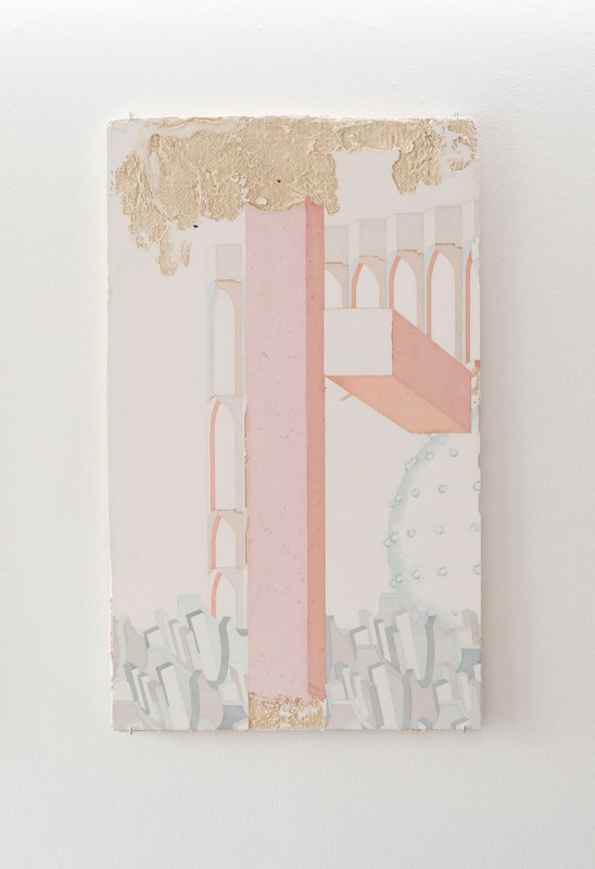 Detail of Tarik Ahlip, Feast of the Compradors, 2026, plaster, pigment, sand, fibreglass scrim, 100 x 60 cm, Feast of the Compradors, Gertrude Glasshouse, Naarm Melbourne, 2026, image courtesy and © the artist, photograph: Christian Capurro.