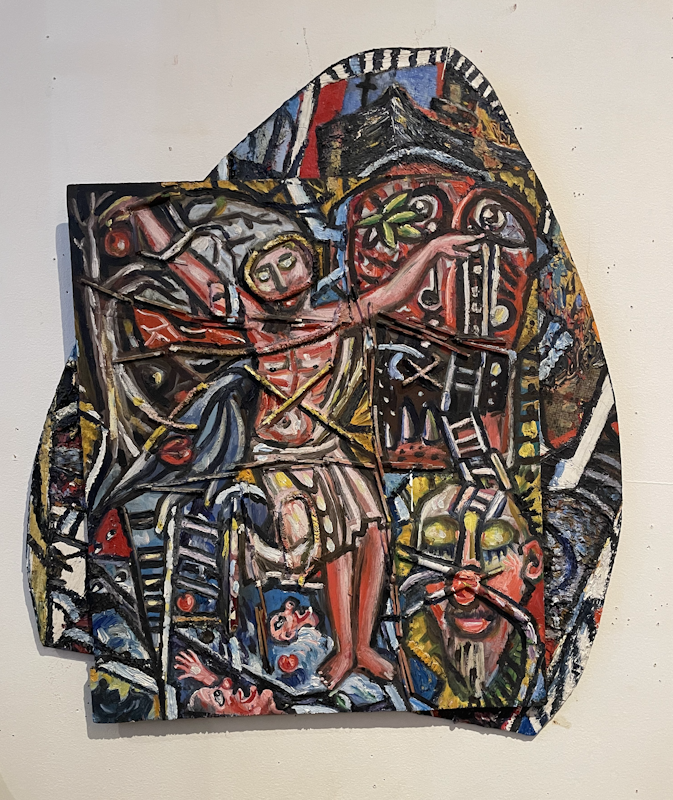 Merrin Eirth, Taking the Plunge, 1985-86, mixed media, 55x48cm. Photo Courtesy of the artist.