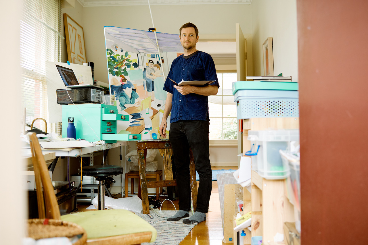 'Rob McHaffie photographed in his studio by Cory White'. Courtesy Darren Knight Gallery.