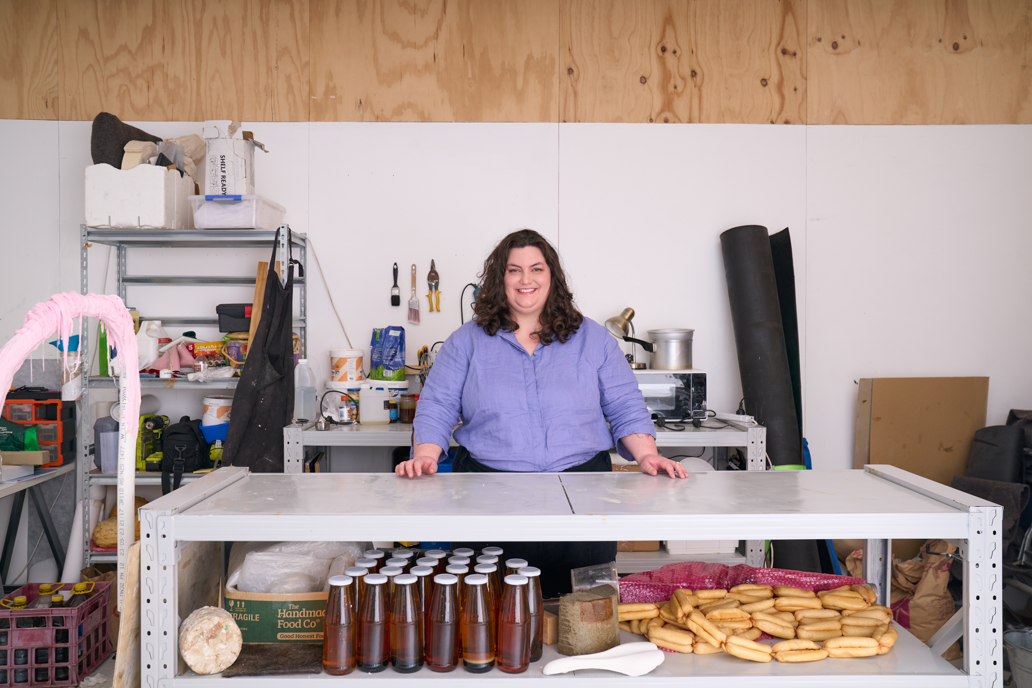Erin Hallyburton studio portrait onsite at Gertrude Contemporary. Photography: Machiko Abe.