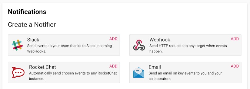 Scalingo Dashboard Notifications Create Notifier