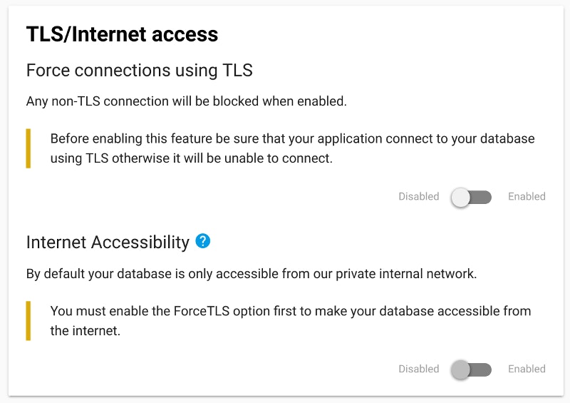 Scalingo MongoDB screenshot internet access