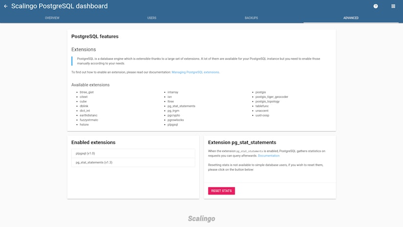 New PostgreSQL advanced tab