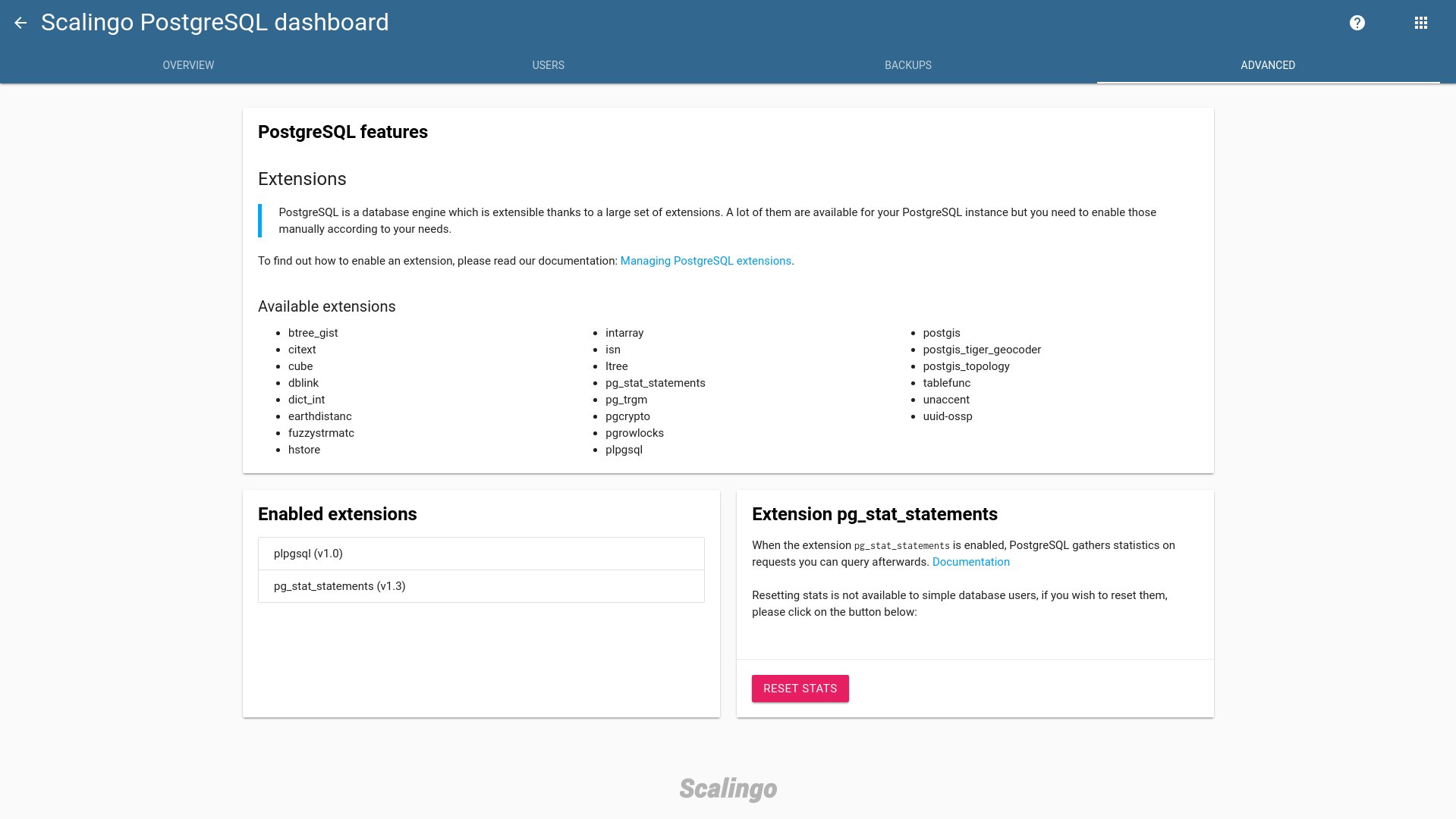 New PostgreSQL advanced tab