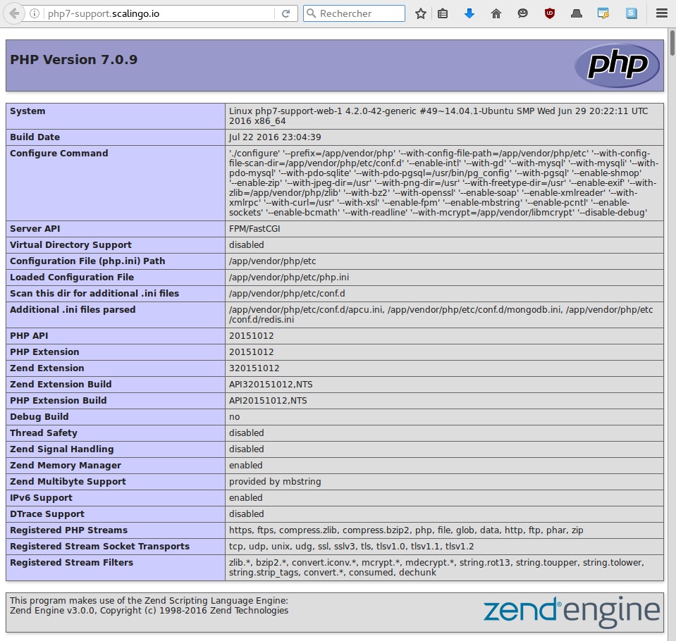 Screenshot of the PHP7 sample