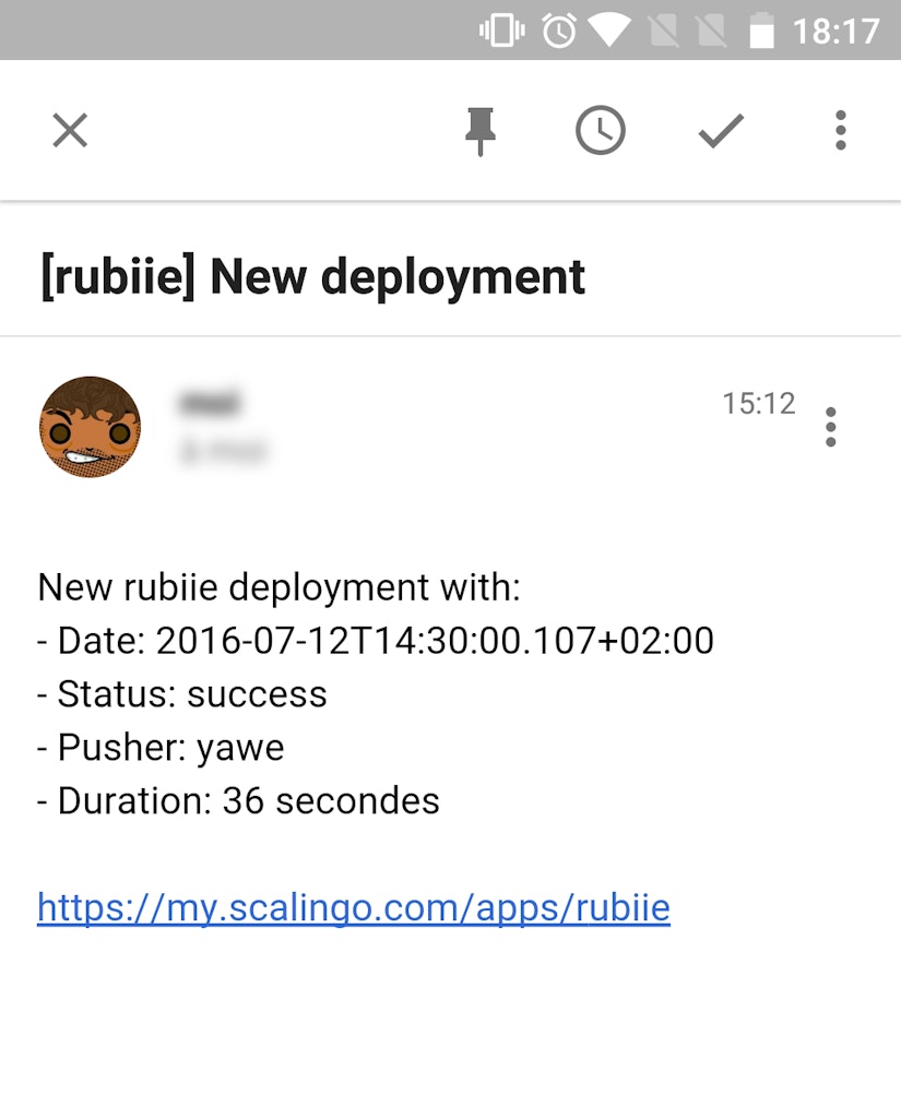 Scalingo Webhook Zapier Email Example