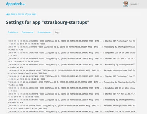 Dashboard Scalingo V1