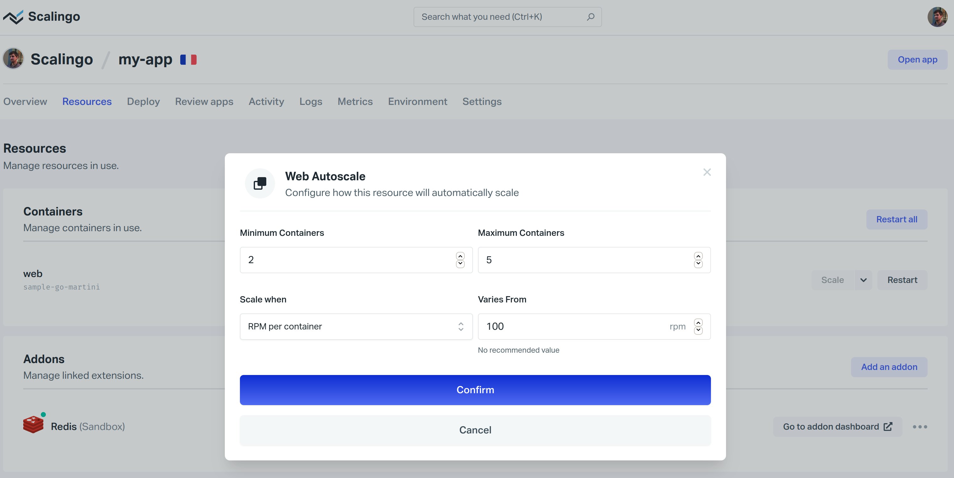 Autoscaling Scalingo