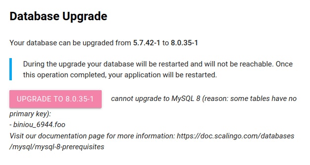 Mettre à jour vers MySQL 8.0