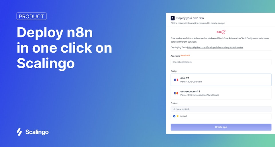 Self-hosted n8n : Deploy n8n in one click on Scalingo