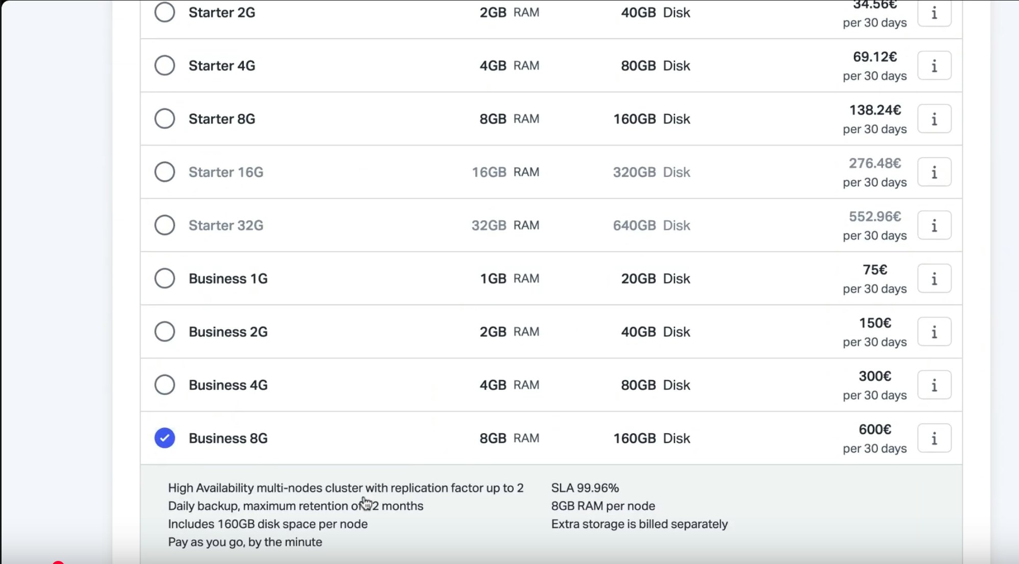 Selecting a Business plan for OpenSearch on Scalingo