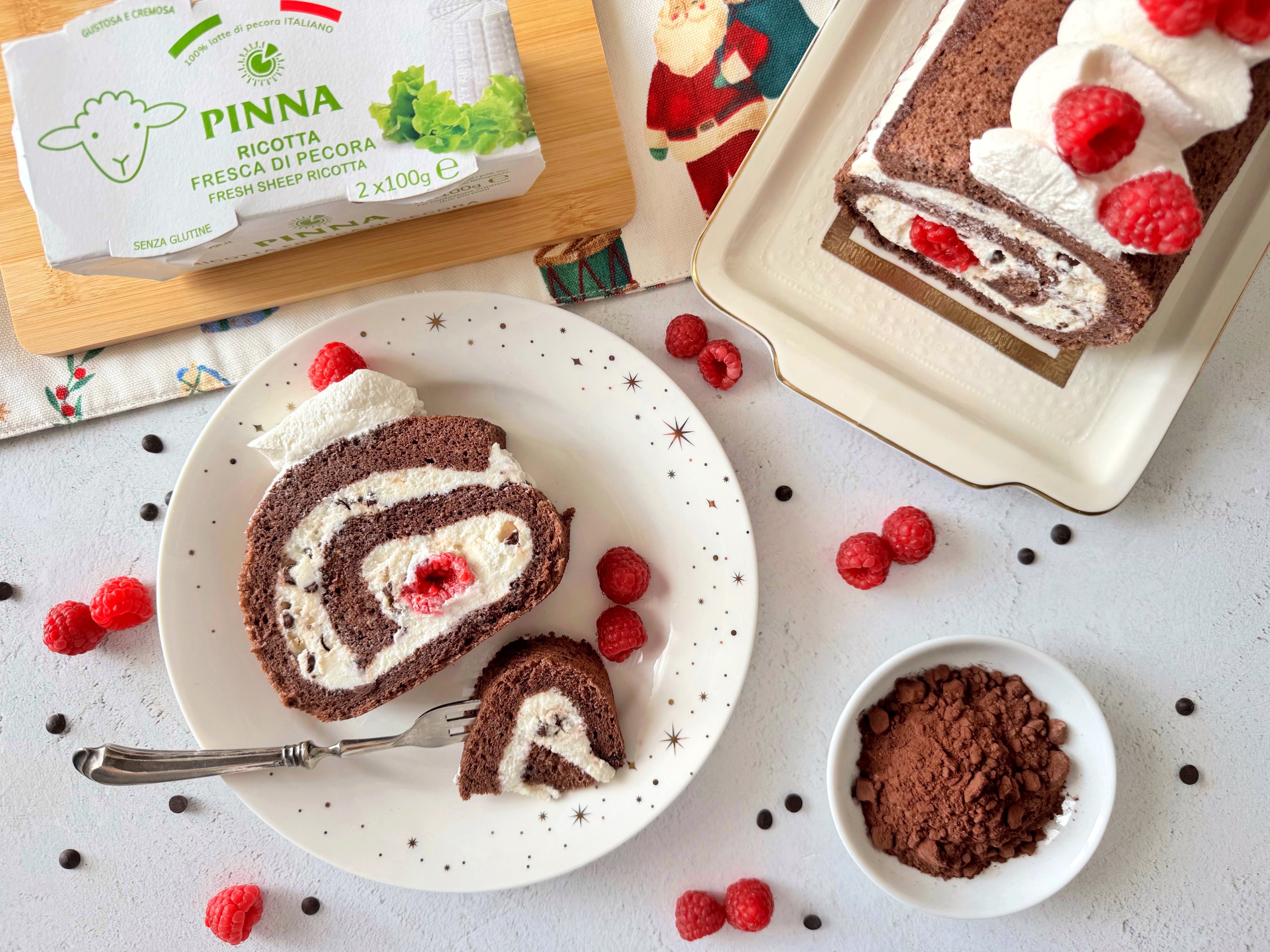 Rotolo di Natale Ricotta e Cioccolato