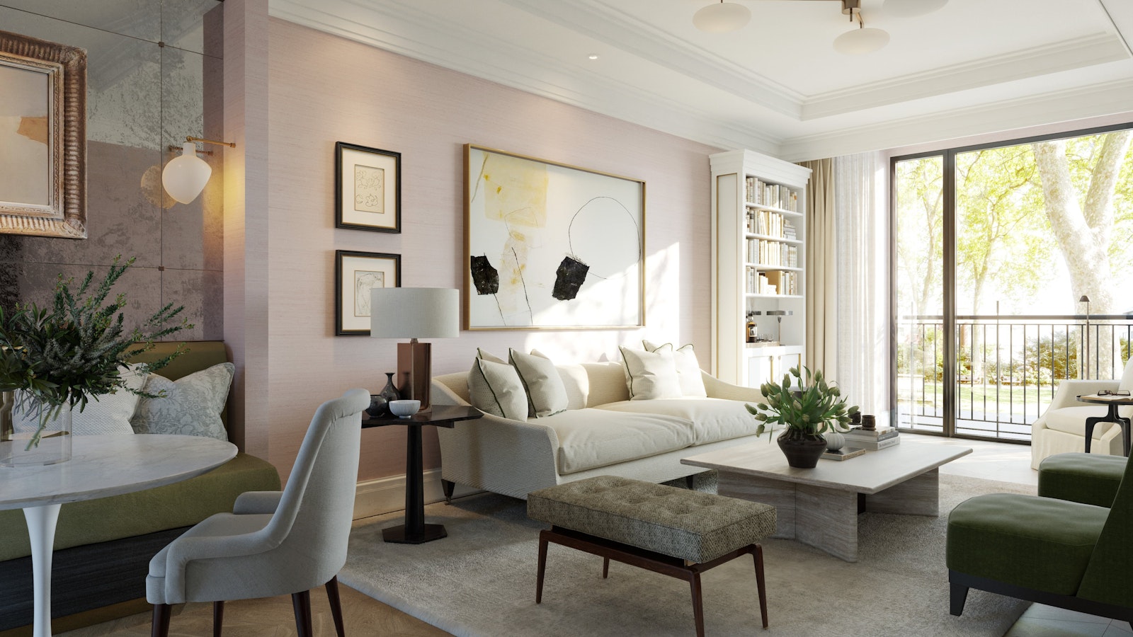 Rendering of show apartment living area
