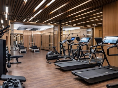 Gym with fitness machines and equipment