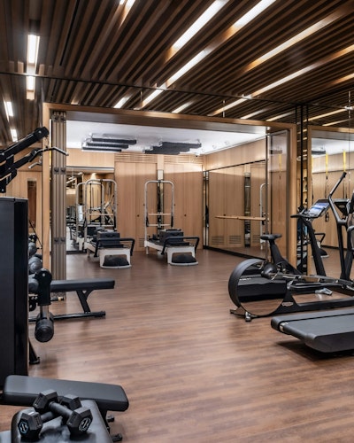 Gym with fitness machines and equipment