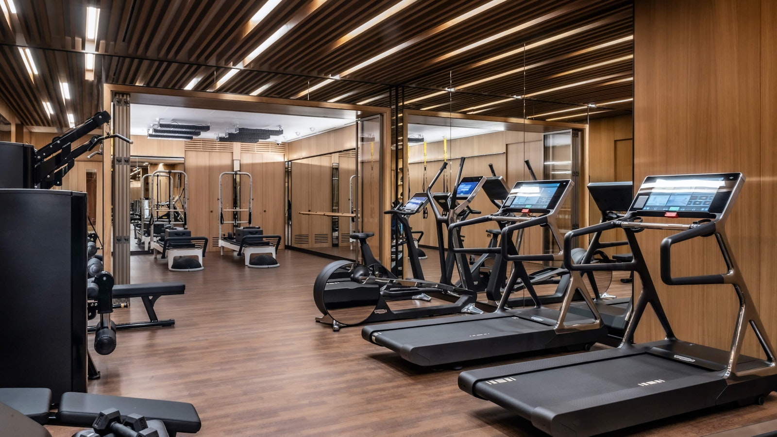Gym with fitness machines and equipment