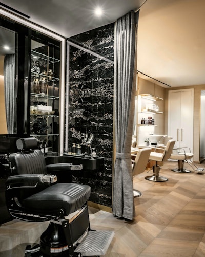 Salon with barber's chair