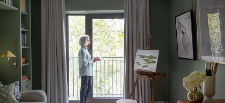 Starting the day in the artist's studio