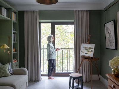 Starting the day in the artist's studio