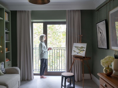 Starting the day in the artist's studio