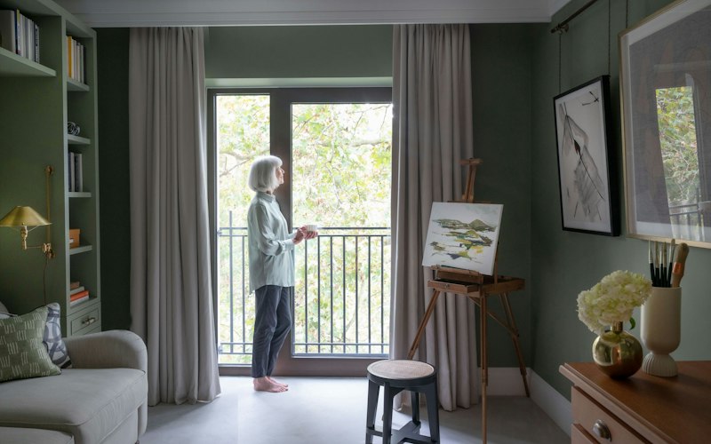 Starting the day in the artist's studio