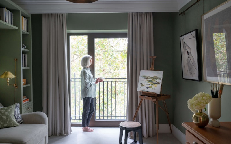 Starting the day in the artist's studio
