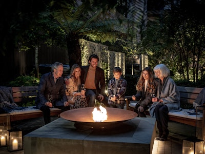 Toasting marshmallows around the firepit