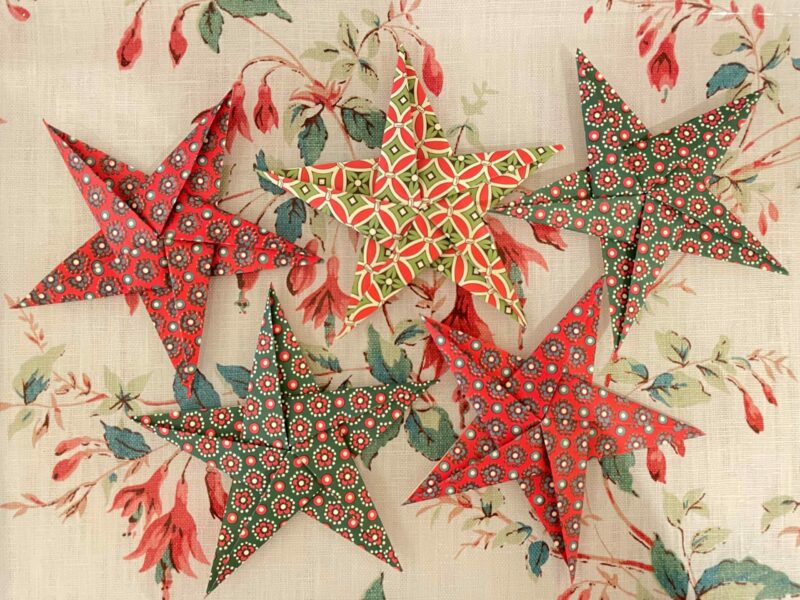 Handmade origami christmas stars