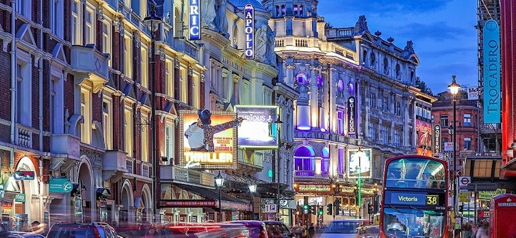 Shaftesbury Avenue at dusk
