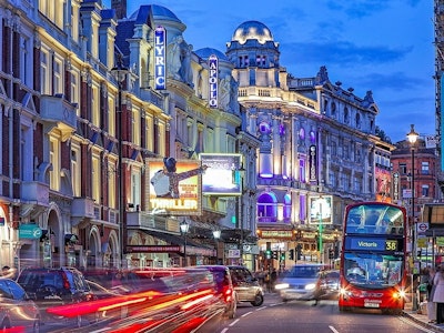 Shaftesbury Avenue at dusk
