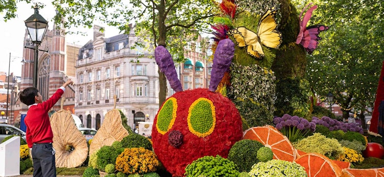Floral Hungry caterpillar display from Chelsea in Bloom