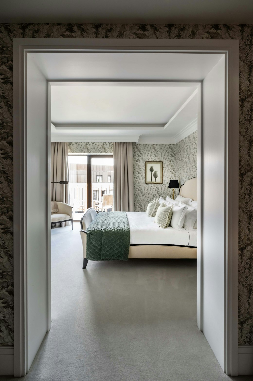 Apartment 409, view from dressing room into the principle bedroom 