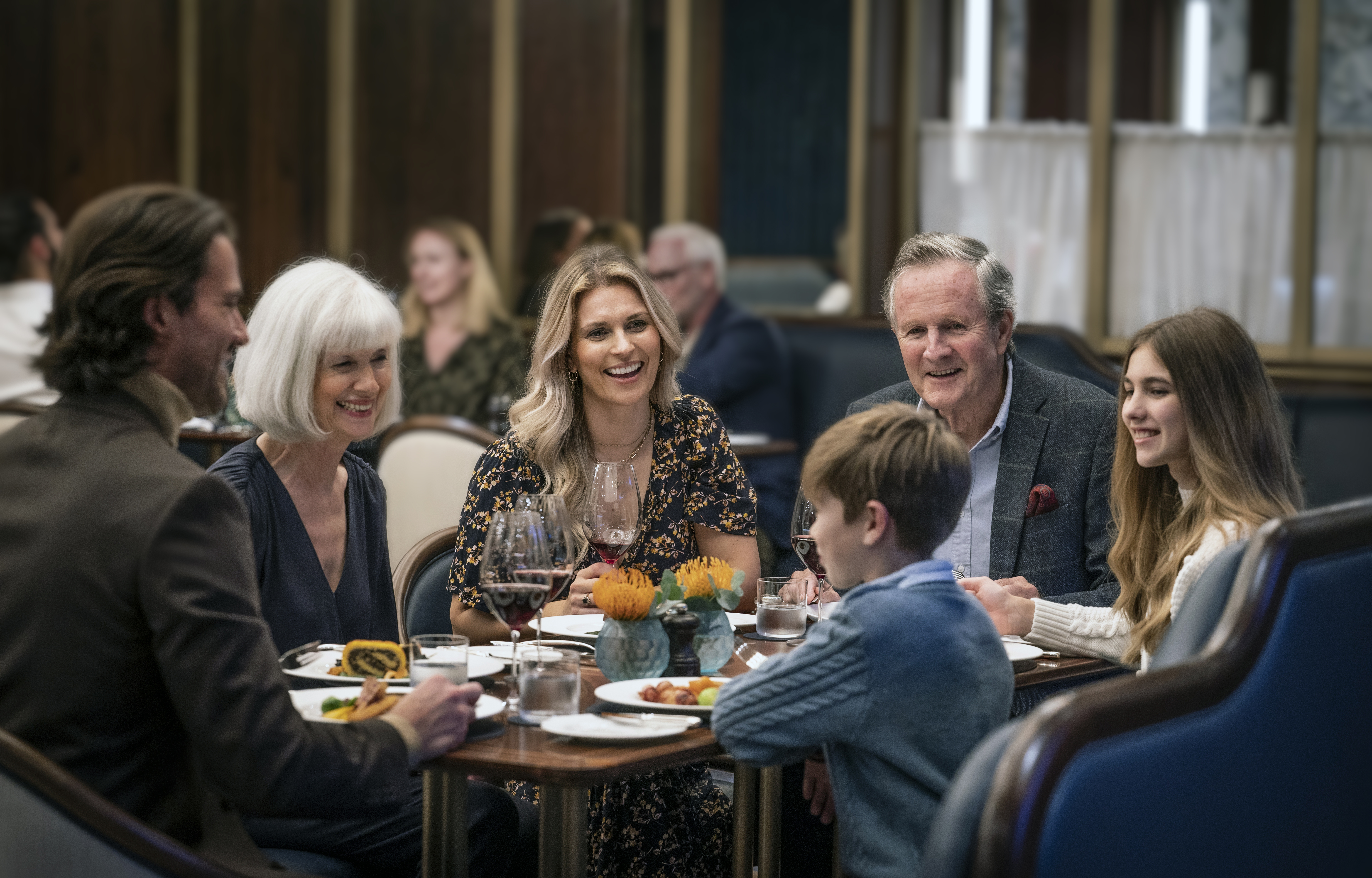 Family eating dinner in the restaurant